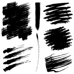 Black brush stroke sets for creative projects