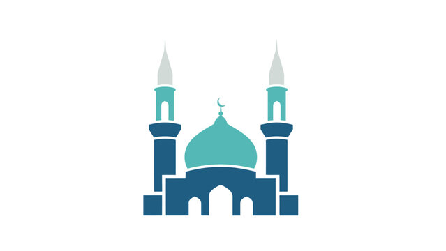 Mosque Icon with Dome and Minarets.