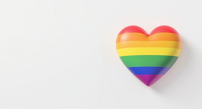 Minimalist Pride Month illustration with abstract rainbow heart shapes symbolizing love, equality, and LGBTQ+ inclusion, designed with clean copy space for awareness campaigns.