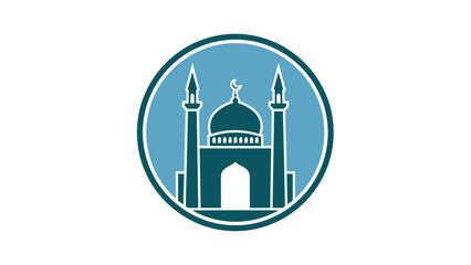 Obraz premium Mosque Icon with Dome and Minarets.