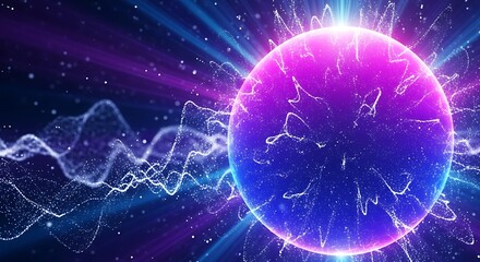 Vibrant Plasma Ball with Energy Waves and Cosmic Background.