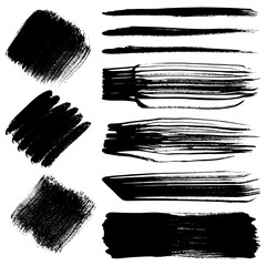 Black brush strokes set for creative work
