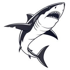 Naklejka premium Shark swimming forward aggressively with intense expression 1