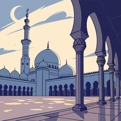 Mosque domes glowing under fading daylight minarets © MST SAHIDA  BEGUM 