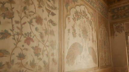 Textile pattern featuring traditional Mughal designs
