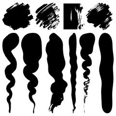 Black brush stroke set for art and design projects