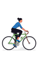 Obraz premium A woman rides a green bicycle