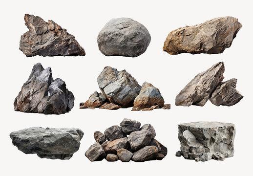 Collection Of Various Natural Rocks Element Set