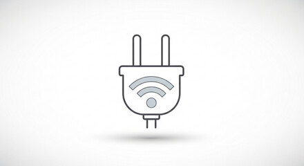 Obraz premium Simple line art illustration of a wireless electrical plug with wi fi symbol on a white background modern technology concept