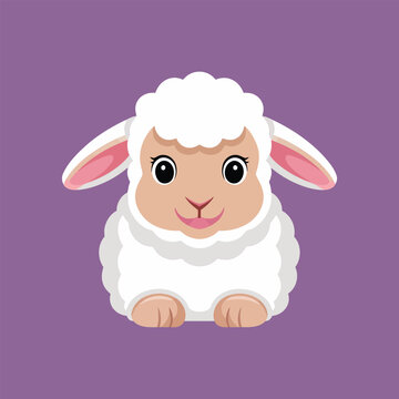 Easter lamb mascot illustration, fluffy sheep character, spring church fair poster element, baby shower invite, family festival session vector