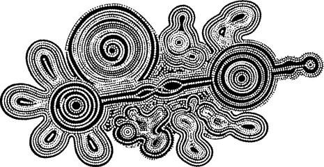 Fototapeta premium Abstract indigenous australian dot painting art pattern aboriginal culture inspired design vector 