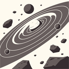 Gray of a planetary debris cloud orbiting an invisible gravity © shahin10