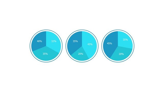 Financial Data Comparison with Pie Chart Infographics Animation.