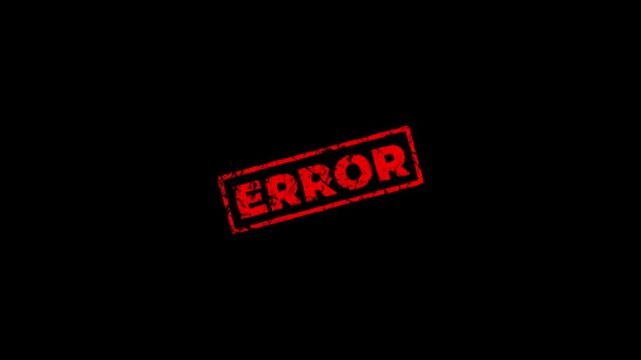 Error stamp rubber design animation on transparent background. Rubber, seal, red, vintage effect, textured, motion graphics for video content and web.stamp zooming text seal.