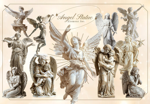 Elegant Angel Statue Element Set