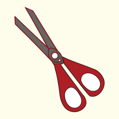 Simple Illustration of Open Red and Gray Scissors