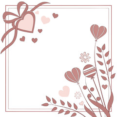 Sweet Pink Hearts and Flowers Decorative Frame