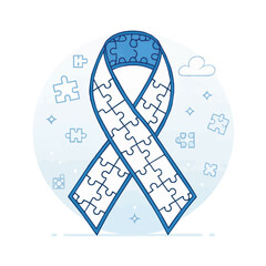 Autism Awareness Puzzle Ribbon Symbol