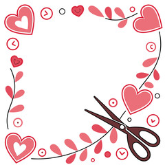 Valentine's Day Crafting Frame with Hearts and Scissors