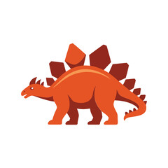 Stegosaurus cartoon vector, orange plated dinosaur walking, cute jurassic mascot for kids birthday, museum poster, nursery wall art design © kdpprosolutions2015
