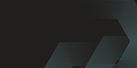 Dynamic turquoise neon hexagonal lines form a striking geometric pattern on a black background, evoking modern technology eps10 © PRIAM
