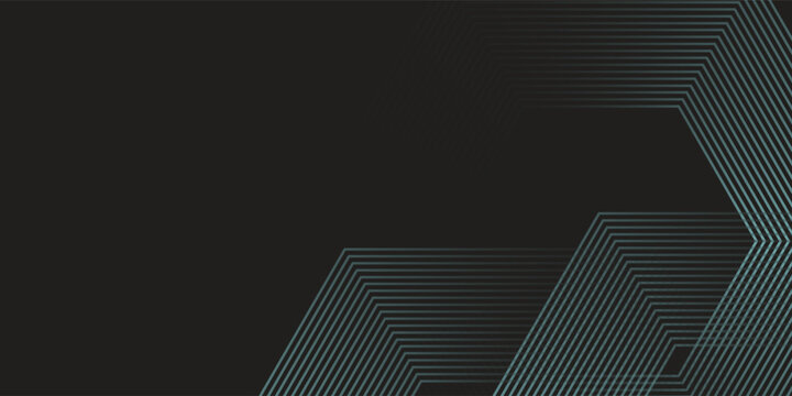 Dynamic turquoise neon hexagonal lines form a striking geometric pattern on a black background, evoking modern technology eps10