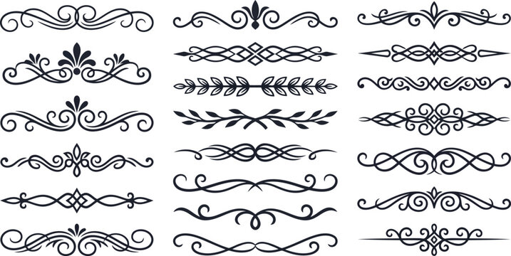 Vintage elegant decorative elements collection with flourishes and ornaments for design purposes
