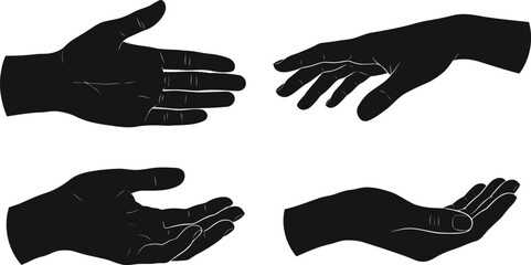 Obraz premium Hand silhouettes in various positions and gestures isolated on transparent background for design use