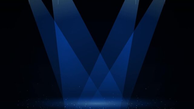 Blue stage lights animation. Concert or theater spotlight beams. Abstract cinematic lighting effect loop.
