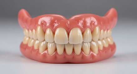 Full Set of Dentures on White Background for Dental Health.