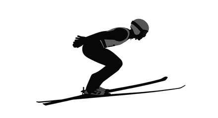 Winter Olympics Dynamic ski jumper in silhouette mid-flight, showcasing athletic prowess and winter sport