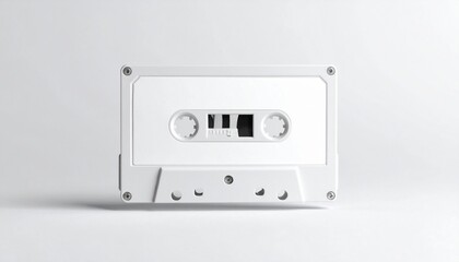 Obraz premium A white audio cassette tape isolated on a plain background, evoking nostalgia