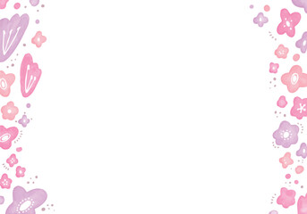 水彩のピンクのお花のフレーム