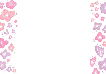 水彩のピンクのお花のフレーム