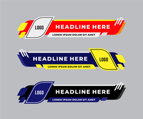 Abstract modern geometric lower third banner template design for broadcasting