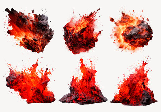 Explosive Fiery Rock Formations Element Design Collection