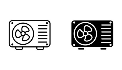 a collection of fan speed icons, symbols for cooling a room, on a white background.