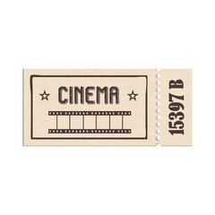 Vintage cinema ticket design with film strip and number