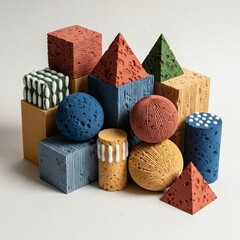 Spongy Geometric Shapes A series of geometric shapes with textur