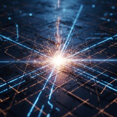 Lines with a Spark at Intersection A small spark or burst effect