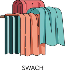 Stack of Colorful Textile Fabric Swatches Illustration