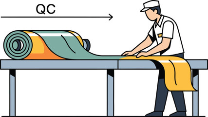 Industrial Textile Quality Control Inspection Process Vector