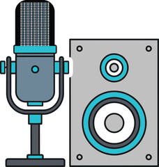 Professional Studio Microphone and Audio Speaker Vector