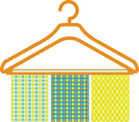 Colorful Patterned Textile Samples on Clothes Hanger Vector