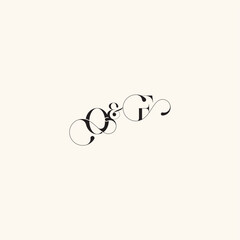 Obraz premium wedding caligraphic logo FO elegancy and beauty in one look with monogram concept letter
