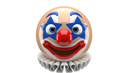 Obraz premium Colorful clown face on transparent background with blue makeup and red nose