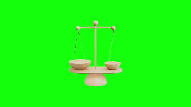 3D balance scale animated on green screen background