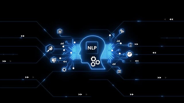 Natural Language Processing Concept with Human Head and Circuit Board artificial intelligence machine learning