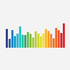 Colorful sound wave equalizer bars representing modern audio spectrum analysis and digital music visualization