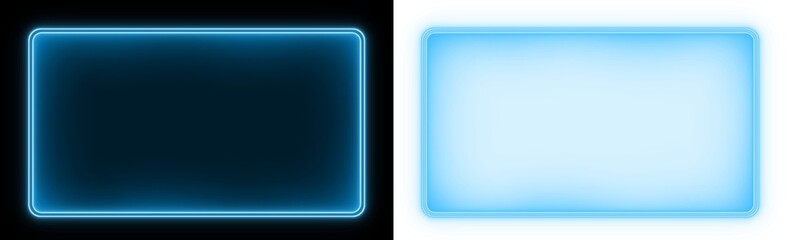 Futuristic Neon Blue Glowing Frame HUD Interface with Soft Light Glow Rectangle Screen Isolated 16:9 © Kal El BSF
